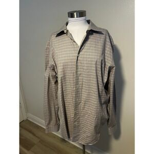 Lot of 2 Egara Mens Non-Iron 100% Cotton Long Sleeve Plaid Shirts 2XLT Blue Tan